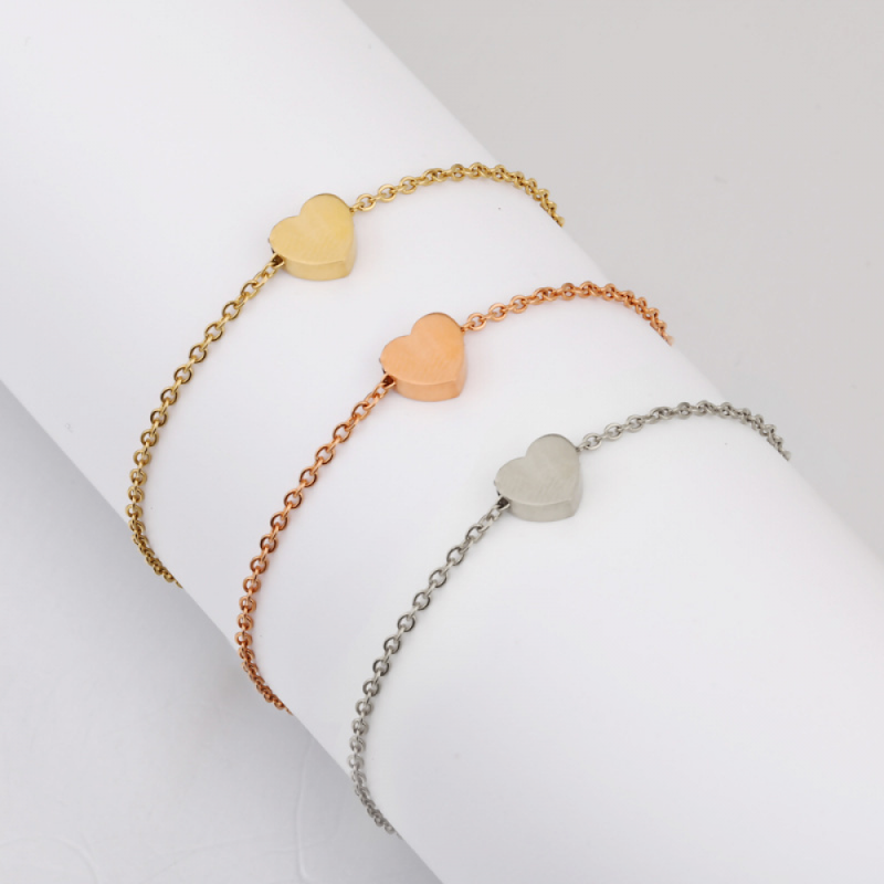 Stainless Steel Anklet Bracelets Factory - Diy Simple Heart Shape Gold Plated Tarnish Free