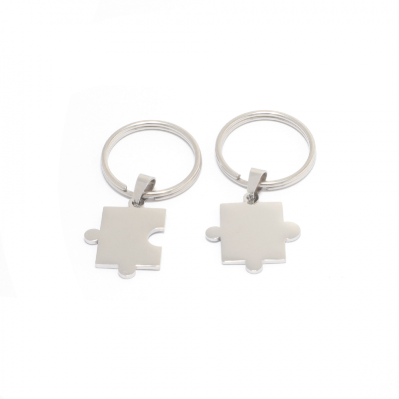 Stainless Steel Keychains Supplier - Personalized Friendship Metal Splicing Puzzle Couple