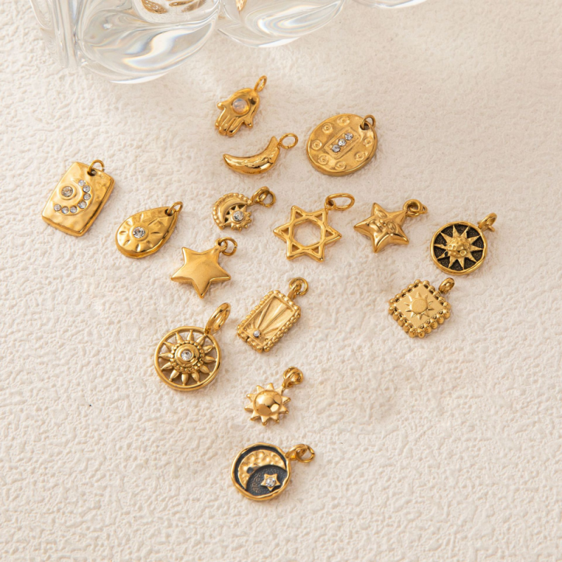 Stainless Steel Charms Manufacturer - Gold Plated Multi Pattern Pendants Jewelry Making
