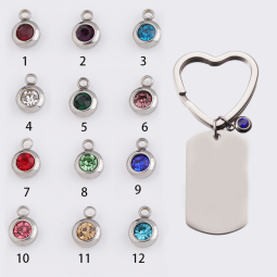 Stainless Steel Dog Tags Manufacturer - Custom Laser Engrave Couple Birth Stone Keychain