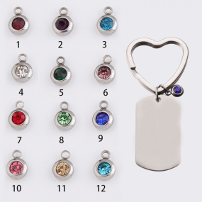 Stainless Steel Dog Tags Manufacturer - Custom Laser Engrave Couple Birth Stone Keychain