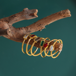 Stainless Steel Zircon Ring Manufacturer - Gold Plated Glass Stone Women Jewelry Waterproof