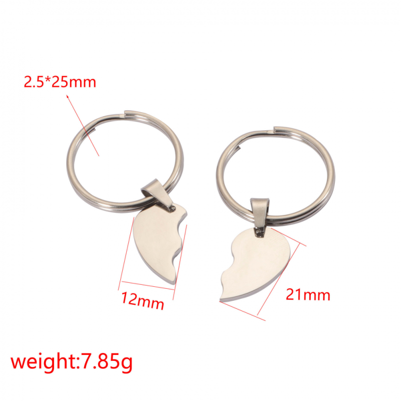 Stainless Steel Keychains Factory - Custom Laser Engraving Valentine Gift Splicing Heart