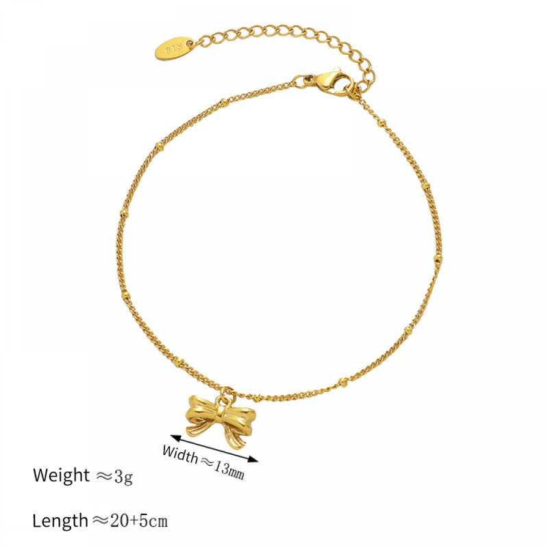 Stainless Steel Anklets Manufacturer - Gold Plated Bow Fashion Cute Girls Foot Chain