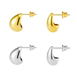Stainless Steel Stud Earrings Supplier - Gold Plated Waterdrop Tear Drop Hypoallergenic