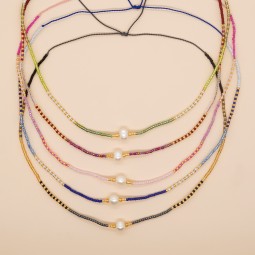 Stainless Steel Pearl Necklace Factory - Adjustable Handmade Rhinestone Bead Summer Jewelry