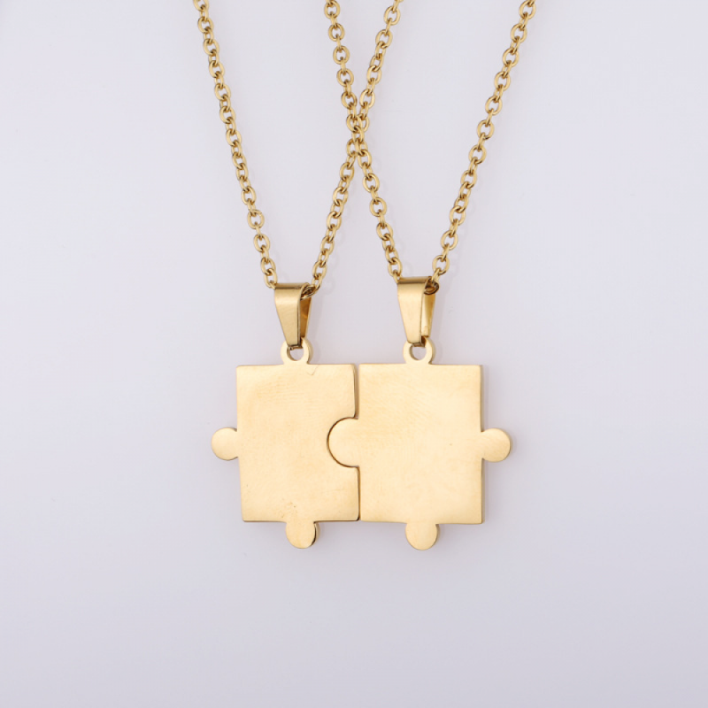 Stainless Steel Couple Necklace Supplier - Connecting Puzzle Pendant Friendship Bestfriend