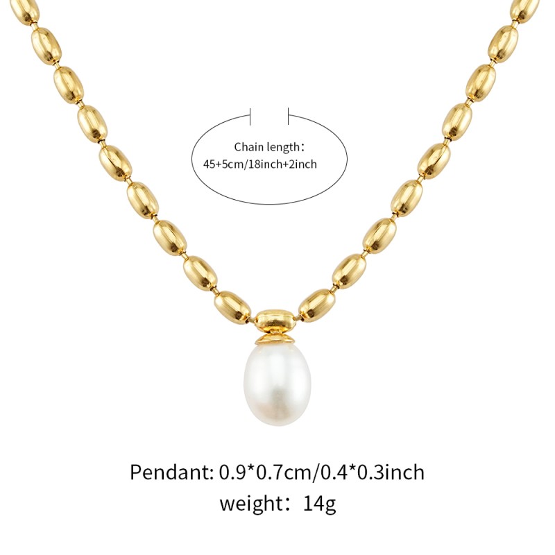 Stainless Steel Pearl Necklace Manufacturer - Minimalist Beaded Chain Freshwater Pearl