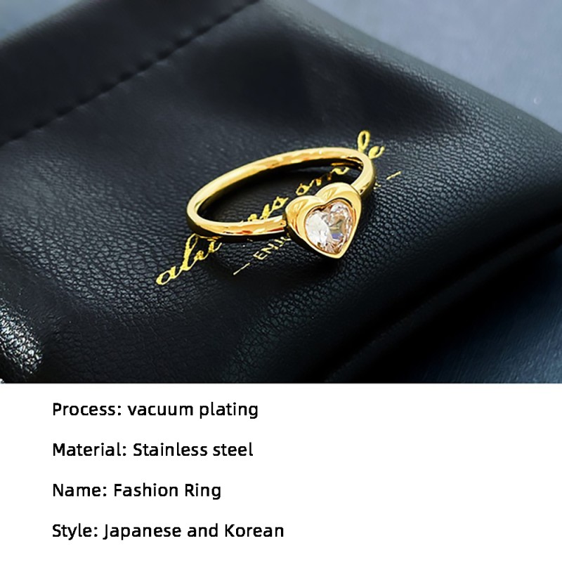 Stainless Steel Heart Ring Manufacturer - Cubic Zirconia Minimalist European Trendy Jewelry