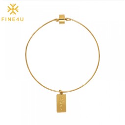 Stainless Steel Bracelet Factory - Geometric Square Engraved Love Magnet Gold Plated