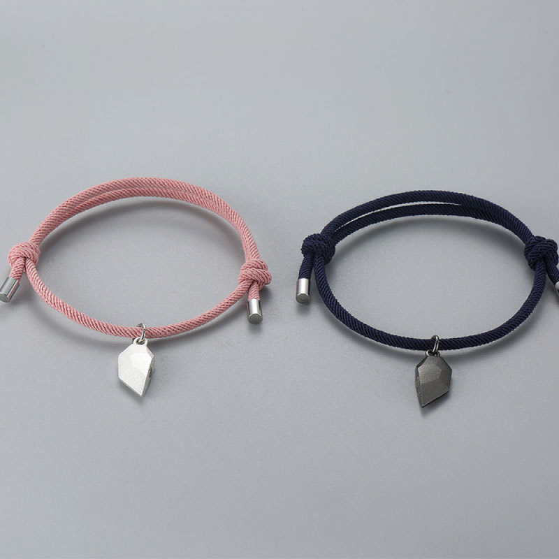 Stainless Steel Couple Bracelet Supplier - Valentine Jewellery Braided Rope Angel Wing Heart