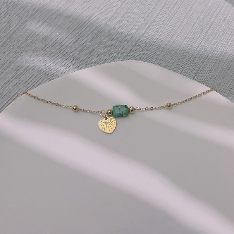Stainless Steel Jewelry Set Supplier - Gold Plated Heart Pendant Turquoise Natural Stone