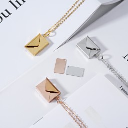 Stainless Steel Locket Necklace Factory - Custom Envelope Pendant Secret Message Card