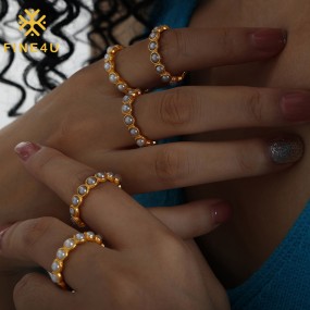 Stainless Steel Pearl Ring Supplier - Handmade Gold Plated Shell Pearl Delicate Jewelry