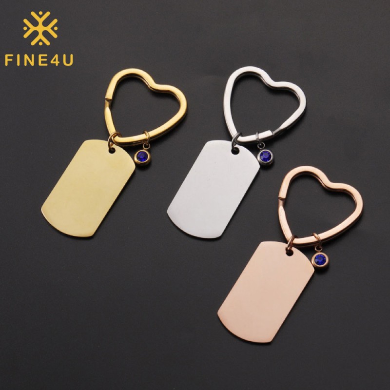 Stainless Steel Dog Tags Manufacturer - Custom Laser Engrave Couple Birth Stone Keychain
