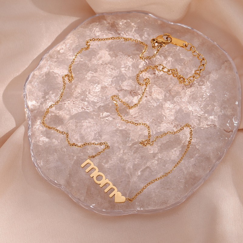 Stainless Steel Pendant Necklace Supplier - Custom Love Mom Gold Plated Minimalist Jewelry