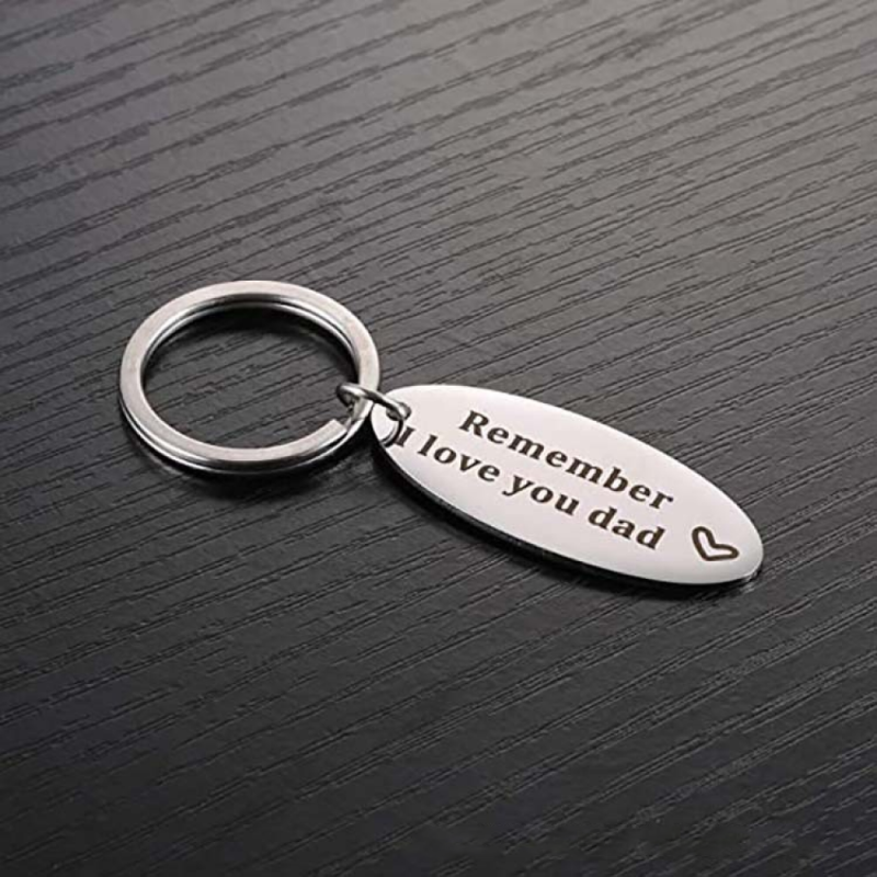 Stainless Steel Key Ring Supplier - Mom Dad Gift Engraved Love You Promotional Keychains
