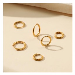 Stainless Steel Hoop Earrings Factory - Small Huggie 18K Gold Plated Wholesale