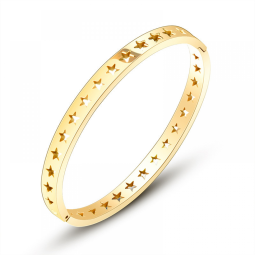 Stainless Steel Bangle Bracelet Factory - Anti Tarnish Hollow Star Gold Plated Women Jewelry