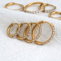 Stainless Steel Huggie Earrings Factory - Gold Plated Cz Zircon Cubic Zirconia Hypoallergenic