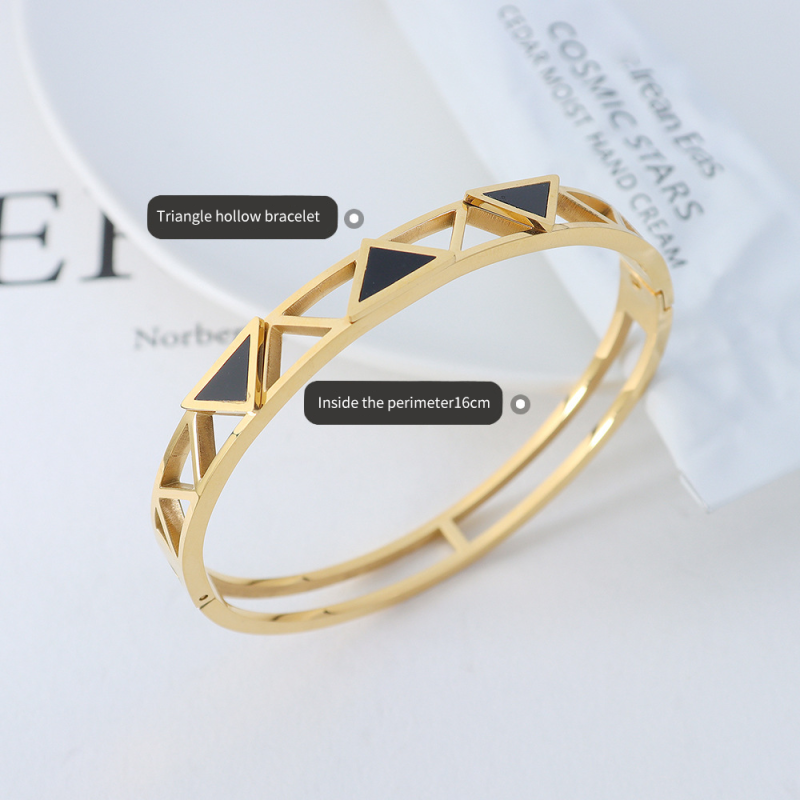 Stainless Steel Bangles Manufacturer - Gold Plated Triangle Acrylic Hollow Bracelet Women