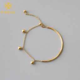 Stainless Steel Bangle Bracelet Supplier - Gold Plated Dangle Beads Charm Minimalist Trendy
