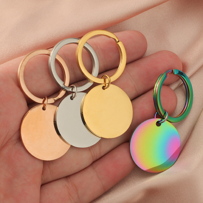 Stainless Steel Keychains Factory - Custom Logo Engraved Disc Sublimation Blank Metal