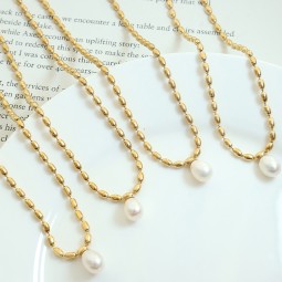 Stainless Steel Pearl Necklace Manufacturer - Minimalist Beaded Chain Freshwater Pearl