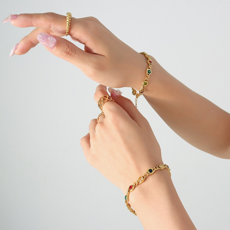 Stainless Steel Jewelry Set Manufacturer - Copper Gold Plated Fish Eye Zircon Splicing Chain