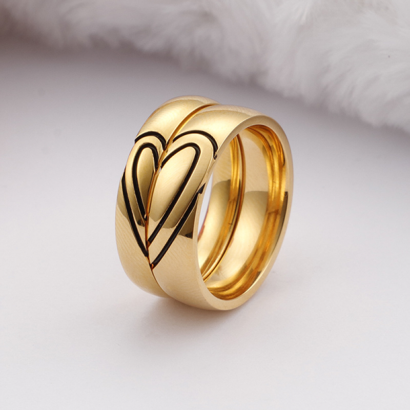 Stainless Steel Couple Ring Manufacturer - Valentine Day Engagement Wedding Engraved Heart