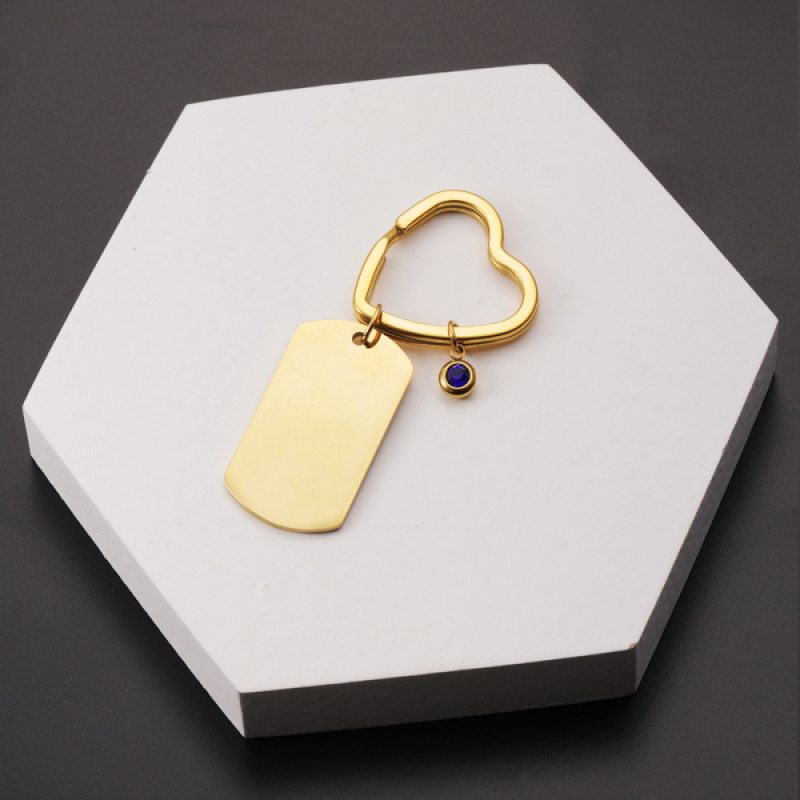 Stainless Steel Dog Tags Manufacturer - Custom Laser Engrave Couple Birth Stone Keychain