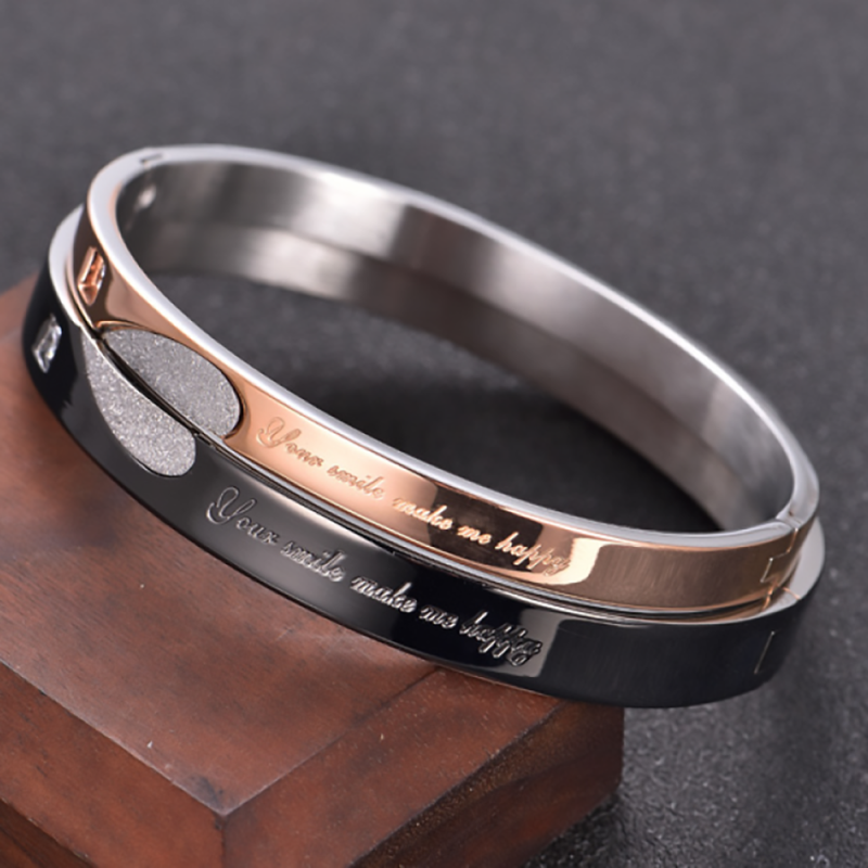 Stainless Steel Couple Bracelet Set Factory - Anniversary Gift Love Bangle PVD Plated