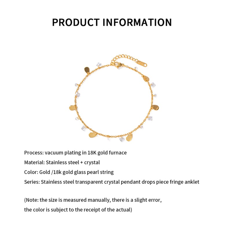 Stainless Steel Anklets Manufacturer - Gold Plated Crystal Pendant Tassel Boho Fashion