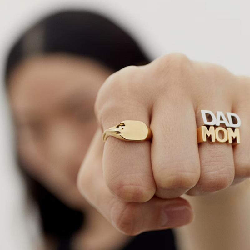 Stainless Steel Signet Ring Manufacturer - Custom Family Mother's Day Gift Gold Plated