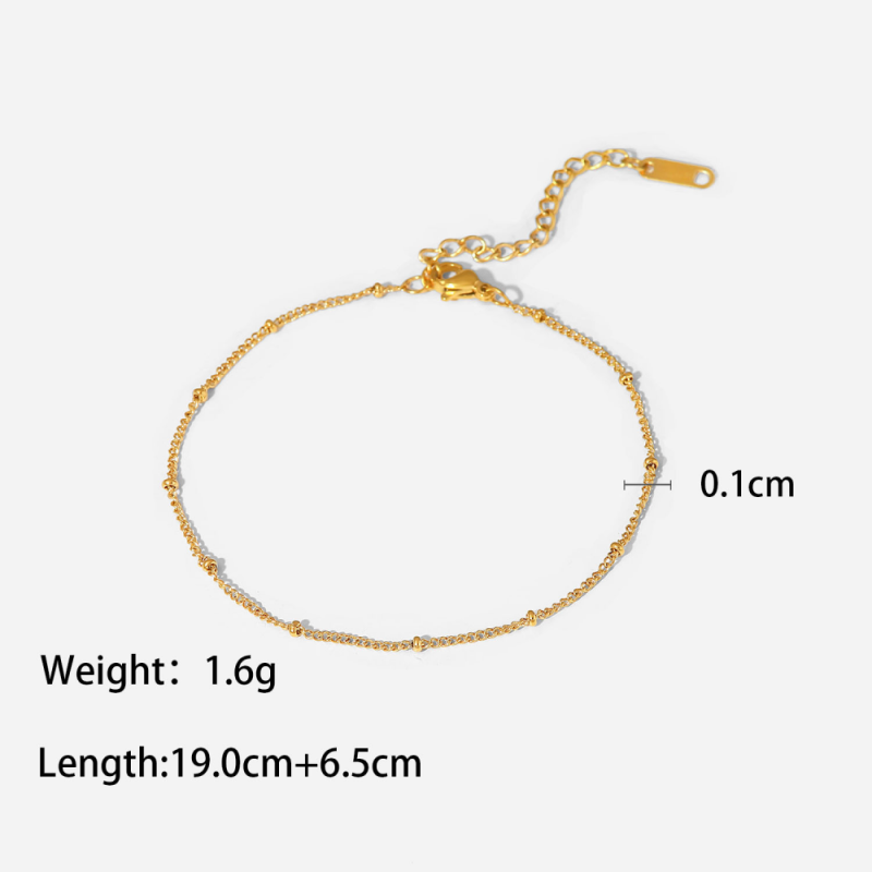 Stainless Steel Anklets Manufacturer - Gold Stainless Steel Beaded Non Tarnish Ladies Girls