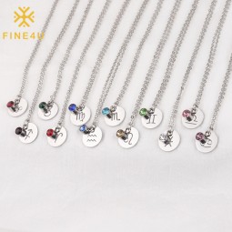 Stainless Steel Zodiac Necklace Manufacturer - Cubic Zircon Birthstone Astrology Jewelry