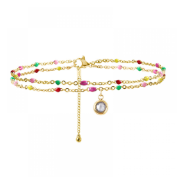 Stainless Steel Anklets Manufacturer - Layered Cubic Zirconia Drop Pendant Rice Beaded Boho