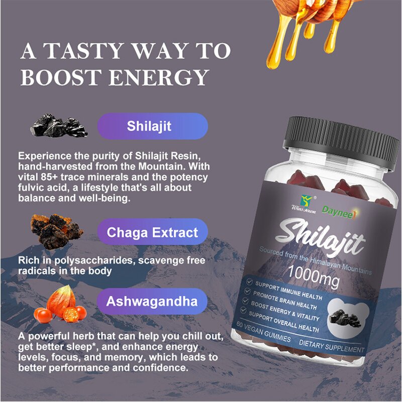 Shilajit Resin Manufacturer - 60 Count Gummies with Biotin & Collagen