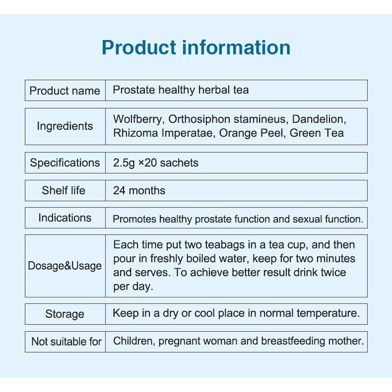 Prostate Herbal Tea Manufacturer - 100% Organic Natural Herb for Male Health