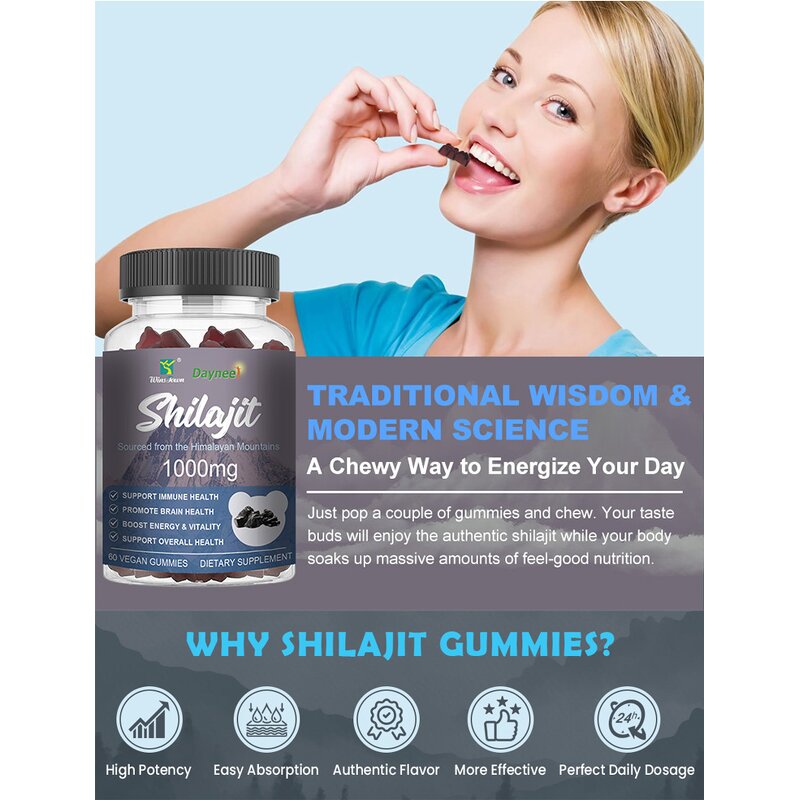 Shilajit Biotin Gummies Manufacturer - Multivitamin Protein Collagen 60g/Bottle