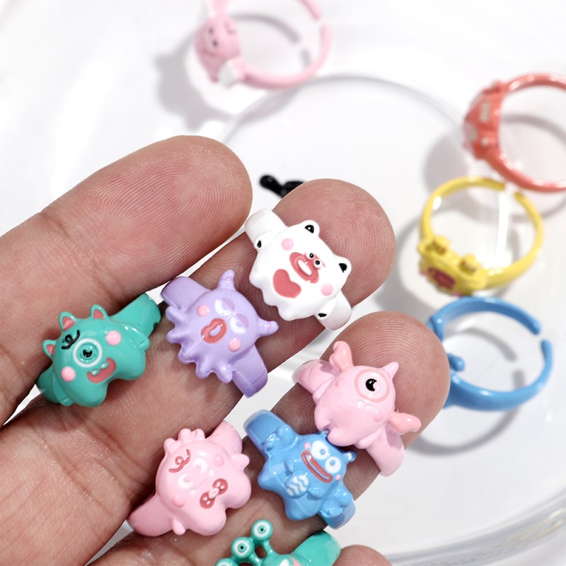 Monster Ring Supplier - Wholesale Price Alloy Spray Paint Little Monster Waterproof Open Ring for Children Women