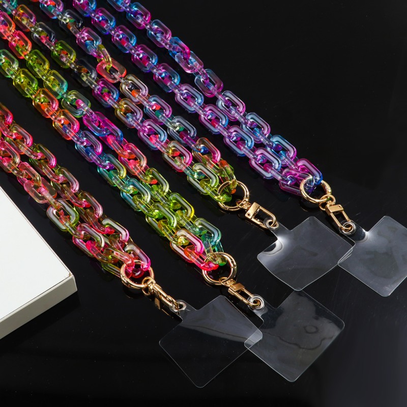 Rainbow Chain Factory - Wholesale New rainbow Transparent Mixed Color Fluorescent Cute Chain Hanging Neck 80cm