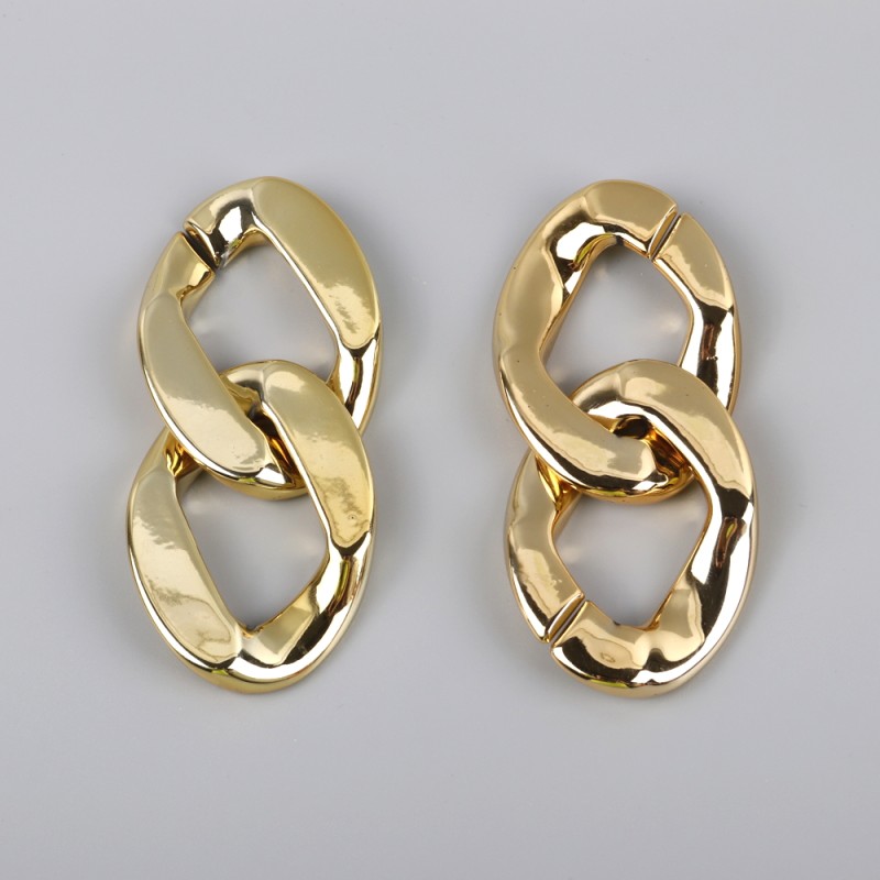 Metal Chain Manufacturer - Metal Chain Creative Ccb Gold Silver Rose Gold Black Large Link Clasp Hollow Men's Cuba