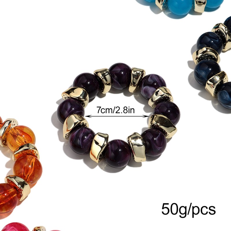 Party Bracelet Factory - Casual 2025 Party Jewelry Beaded Bracelet Gold Hammered Irregular CCB Bead Marble