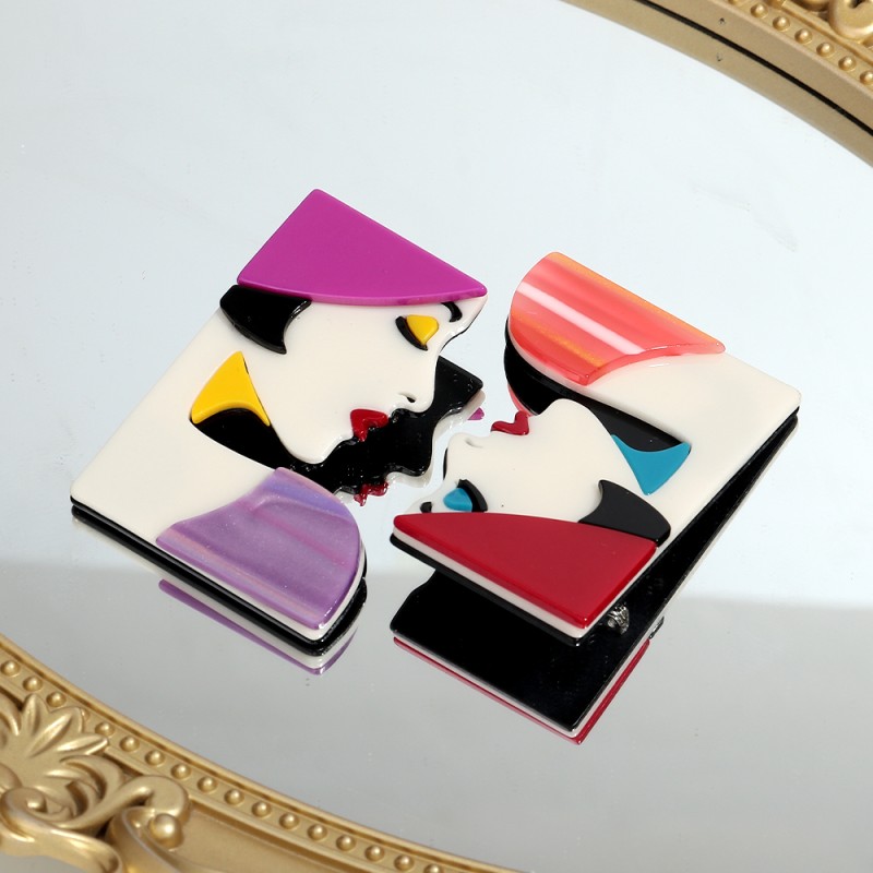 Geometric Brooch Supplier - 2025 Personality Geometric Woman's Profile Pendant Exaggerated Eyeshadow Designer