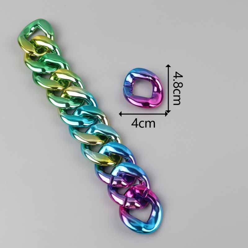 Link Chain Supplier - Wholesale Popular Jewelry Accessories Large Gradient Metallic Color Ccb Link Chain Custom