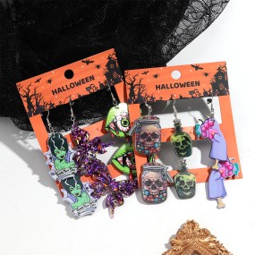 Halloween Earrings Supplier - Hot Sale New Hip Hop Personality Party Jewelry Horror Eyeball Ghost Pumpkin