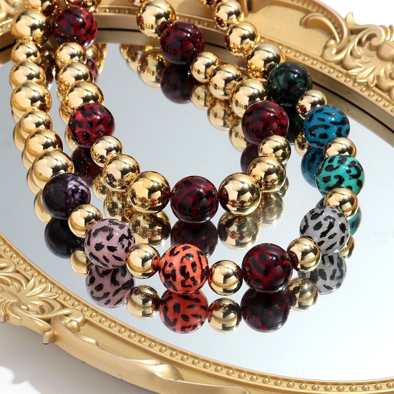 Beaded Necklace Supplier - Unique Fashion Jewelry 2025 Shiny Sequin Ball Electroplated Gold CCB Beaded