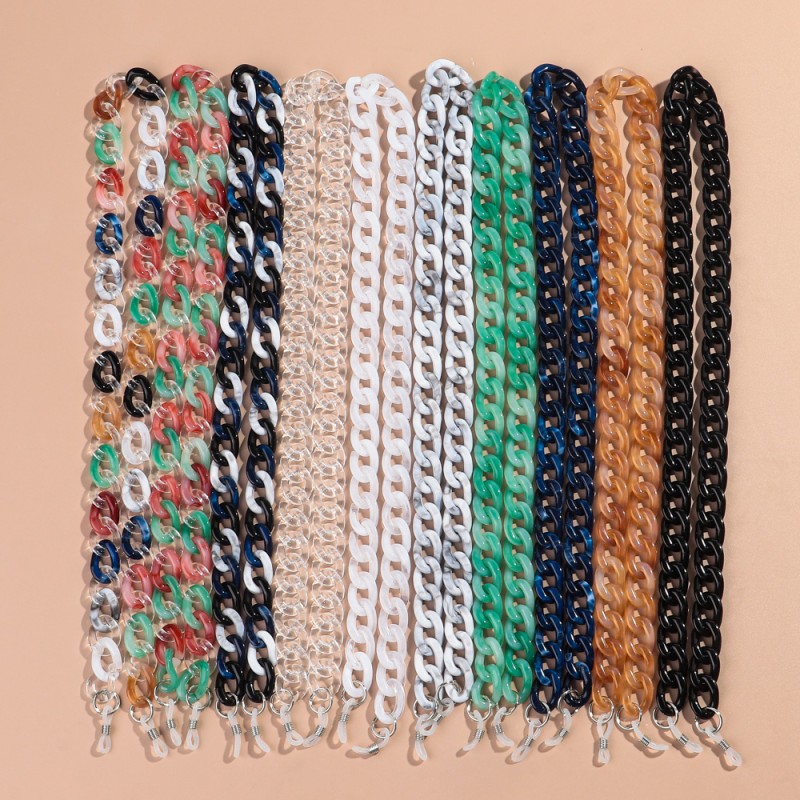 Sunglasses Chain Factory - 2025 Newest Colorful Glasses Anti-Lost Chain Marble Color Mixed Twisted Cuban Link