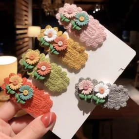 Daisy Hairpin Manufacturer - Cute Daisy Flower Kid Hairpin for Children Floral Decorative Knit Crochet Hair Pins